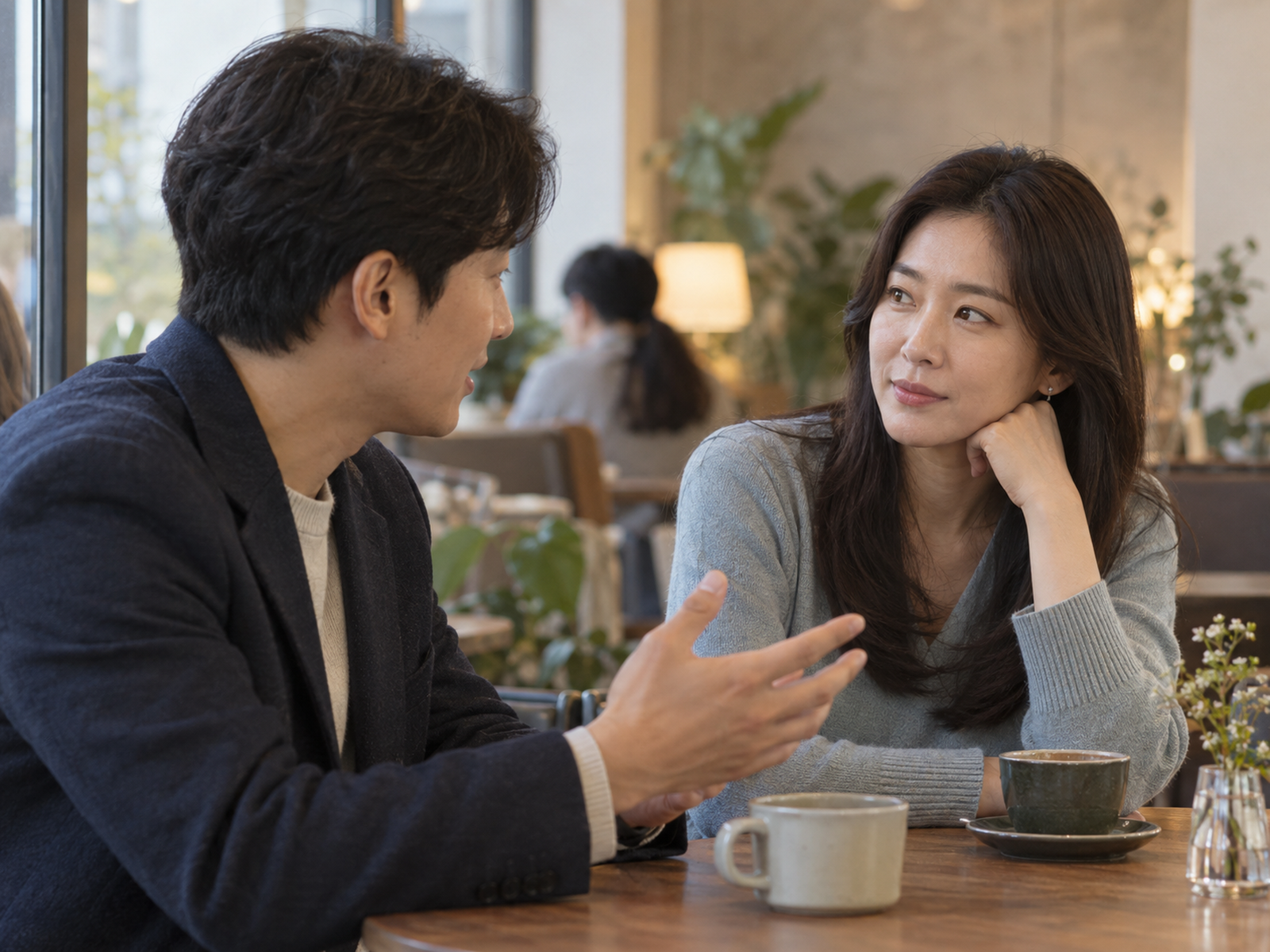 책상 위에 회사 명함을 뒤집어 두고 노트에 한 줄을 적는 손 — 명함을 내려놓아도 남는 한 문장이 회사 밖에서 통하는 나를 보여 준다